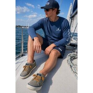 Sperry Top Sider Men's Gray Canvas Boat Deck Shoes Size 9.5 M